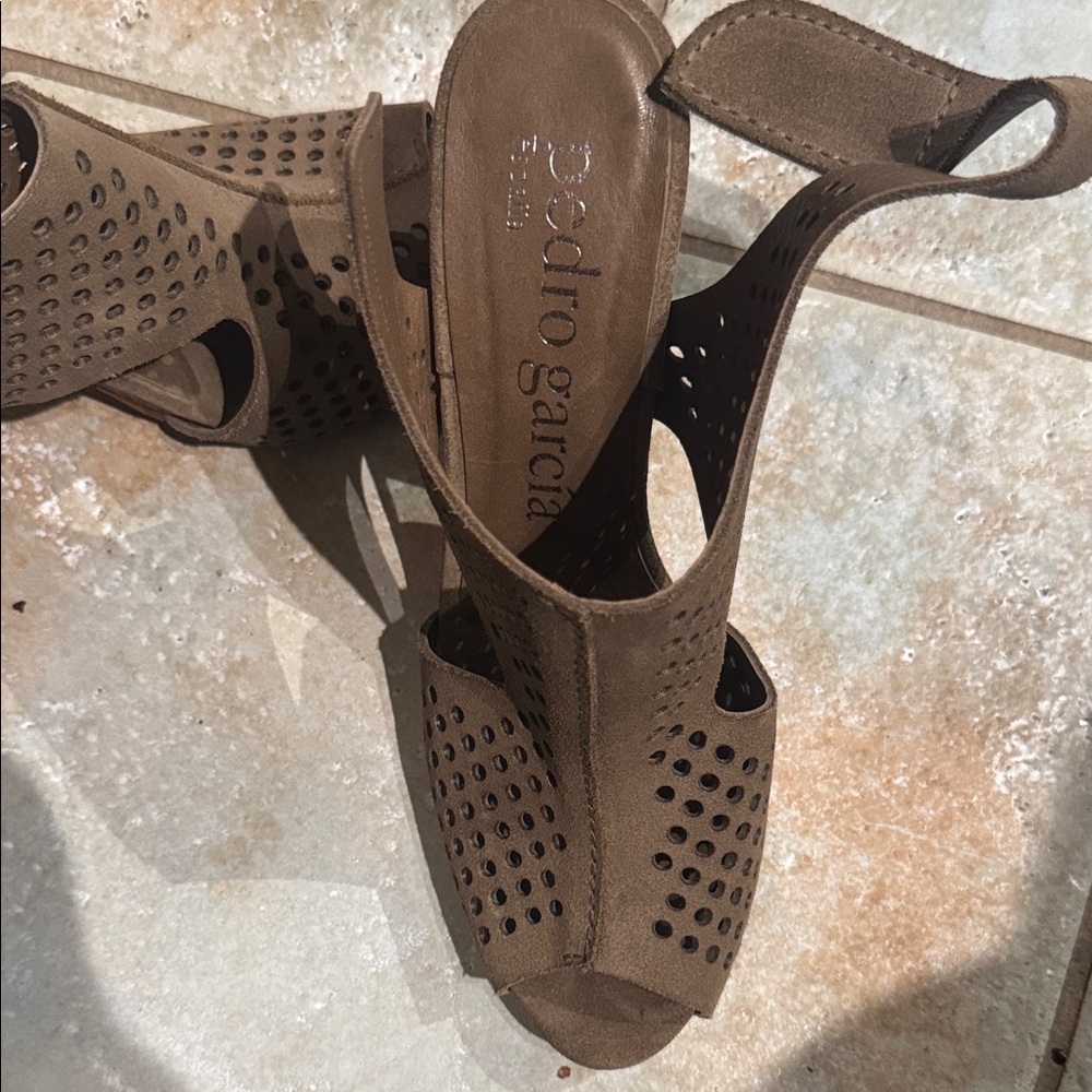 Pedro Garcia Tan Perforated Sandals